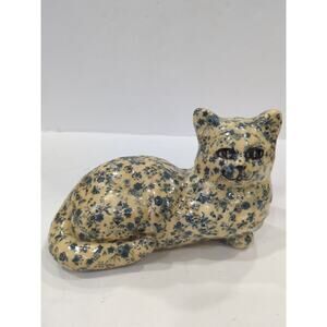 Cat Blue Floral and Butterflies.Vintage Whites Wachamacallits Signed and Number